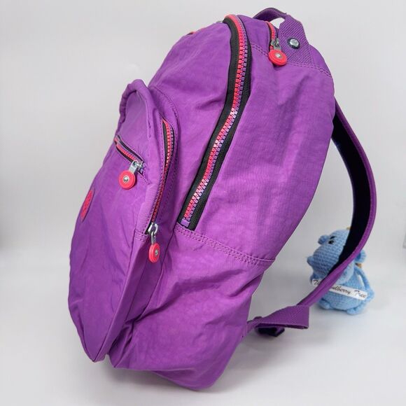Kipling Seoul Large 15" Laptop Backpack Violet Purple Colorblock Zip Gorilla NWT - Picture 3 of 10